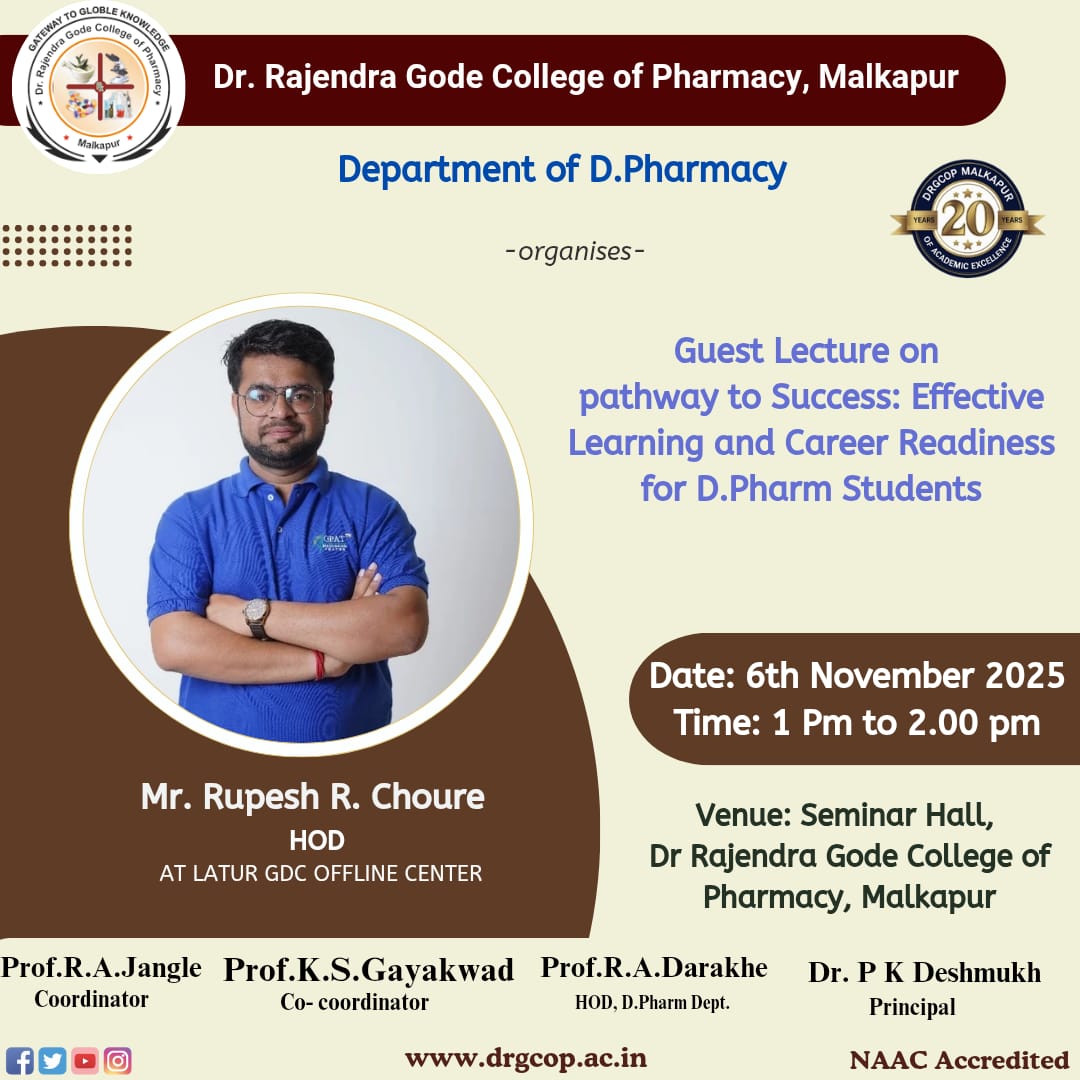 Guest Lecture on “Pathway to Success: Effective Learning and Career Readiness for D.Pharm Students