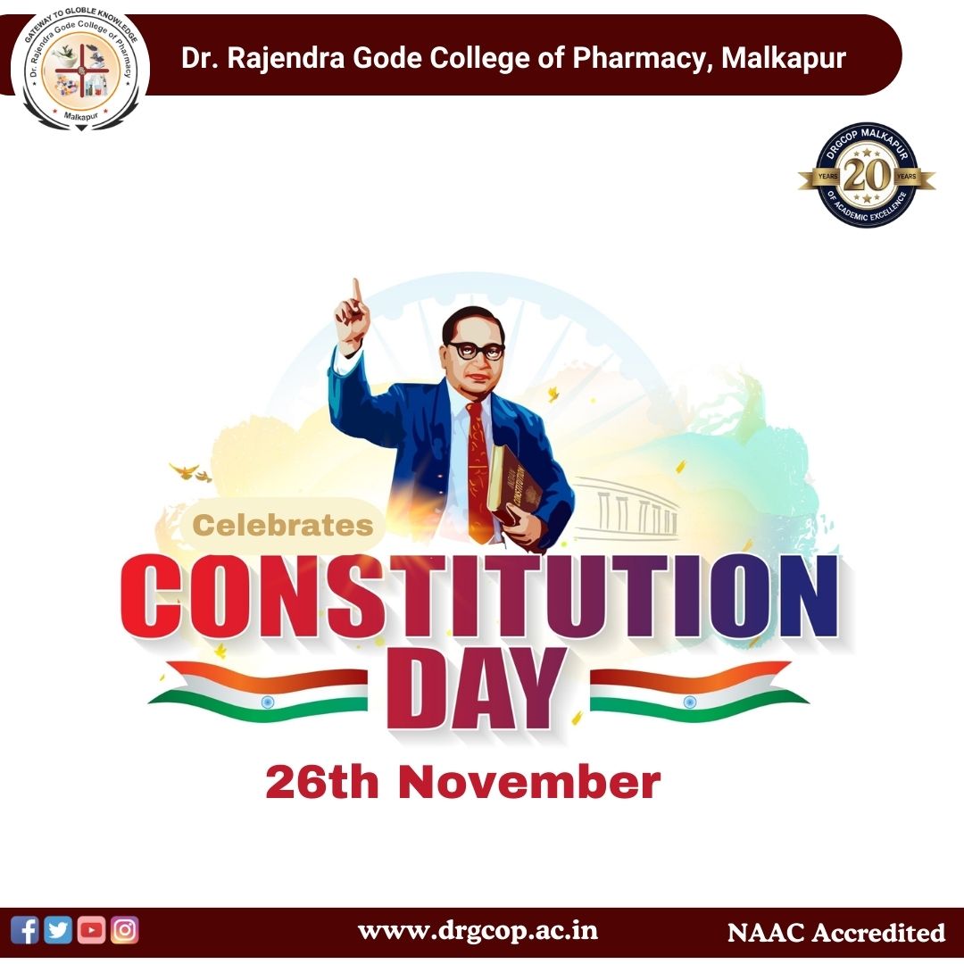 डॉ.राजेंद्र गोडे फार्मसी महाविद्यालय मलकापूर येथे संविधान दिन उत्साहात साजरा