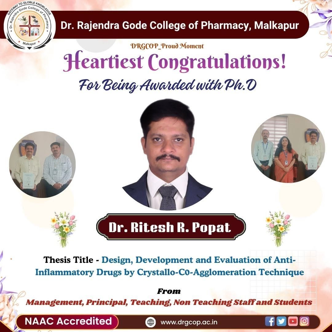 Heartiest Congratulations!  Dr. Ritesh R.Popat has been awarded the Ph.D. degree !!